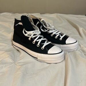 Black High Top Platform Converse 8.5